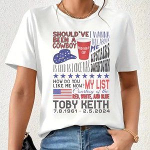 Toby Keith List Off Songs Western Shirt Red White Blue Tshirt Toby Ketshirt